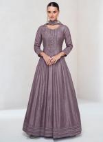 Premium Silk Purple Party Wear Embroidery Work Readymade Gown With Dupatta